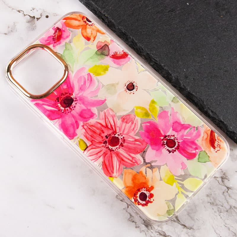 Фото TPU+PC чохол Flowers на Apple iPhone 13 (6.1") (Paint bloom) на vchehle.ua