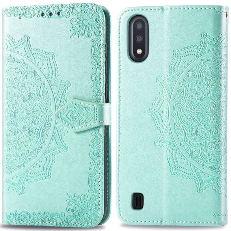 Фото Шкіряний чохол (книжка) Art Case з візитницею на Samsung Galaxy A01 (Бірюзовий) на vchehle.ua