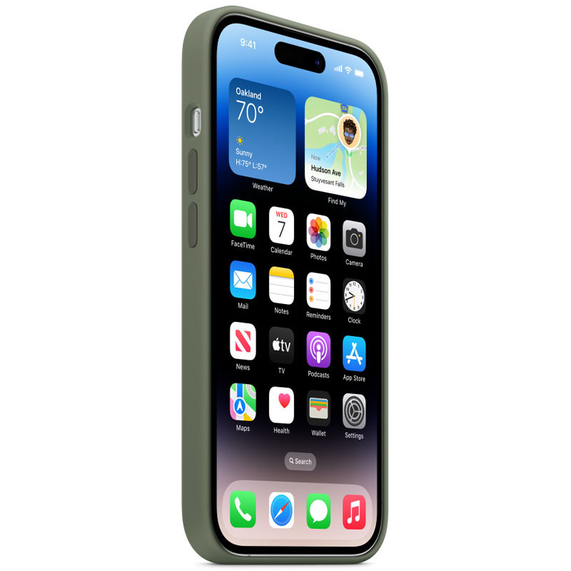 Фото Чехол Silicone case (AAA) full with Magnetic Safe для Apple iPhone 14 Pro (6.1") (Зеленый / Olive) в магазине vchehle.ua