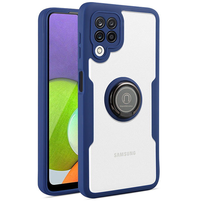 

TPU+PC чехол Crystal Ring 360 для Samsung Galaxy A22 4G (Синий) 1212104