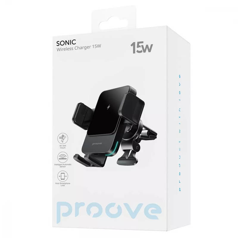 Фото Автодержатель с БЗУ Proove Sonic 15W (Metal gray) в магазине vchehle.ua