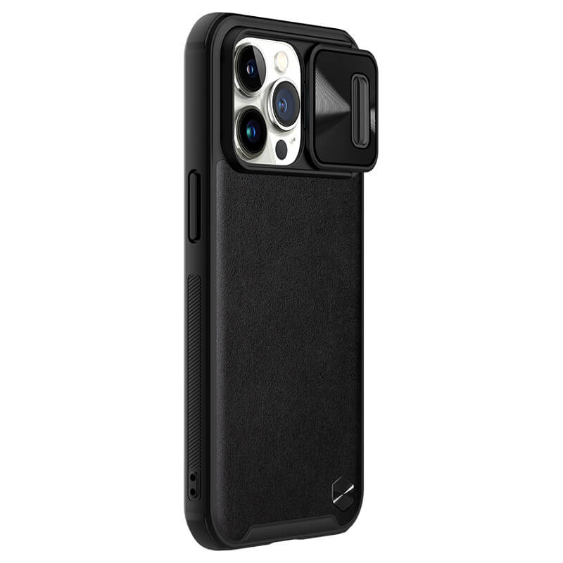 Кожаная накладка Nillkin Camshield Leather (шторка на камеру) для Apple iPhone 13 Pro (6.1") (Черный / Black)