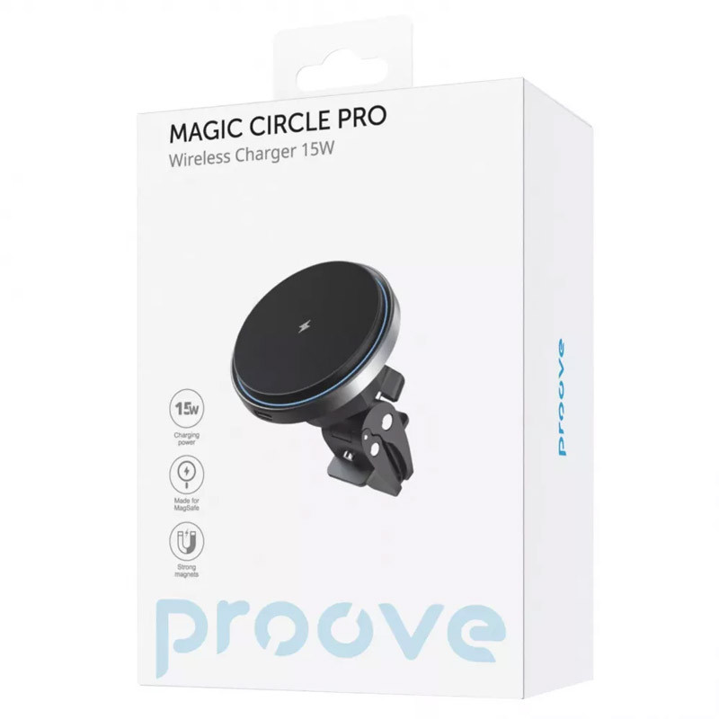 Автотримач з БЗП Proove Magic Circle Pro 15W (Black) в магазині vchehle.ua