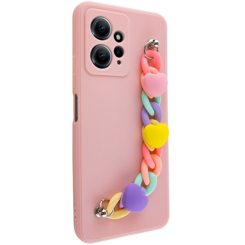 Фото Чохол Chained Heart з підвісним ланцюжком на Xiaomi Redmi Note 12 4G (Pink Sand) на vchehle.ua