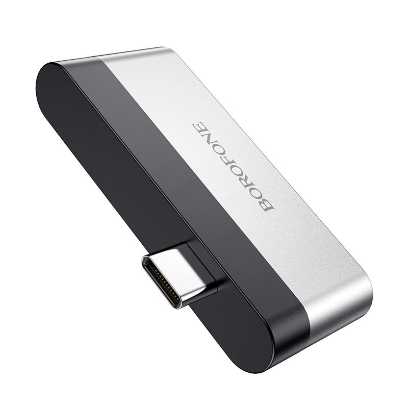 Фото Переходник Borofone DH2 Type-C to HDMI+USB3.0 (Серебряный / Черный) в магазине vchehle.ua