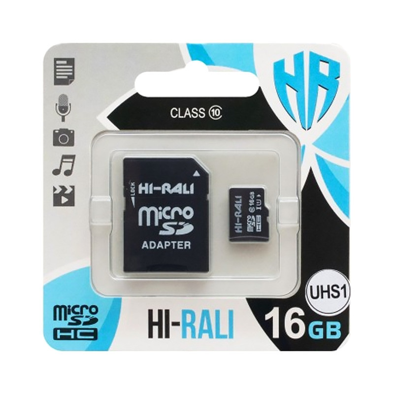 

Карта пам'яті Hi-Rali microSDHC (UHS-1) 16 GB class 10 (з адаптером) (Чорний) 1114835