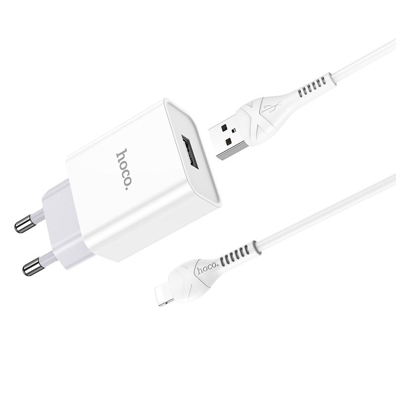 Фото МЗП HOCO C81A (1USB/2.1A) + Ligthning (Білий) в маназині vchehle.ua