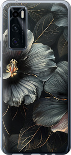 Чохол Чорні квіти на Vivo V20 SE