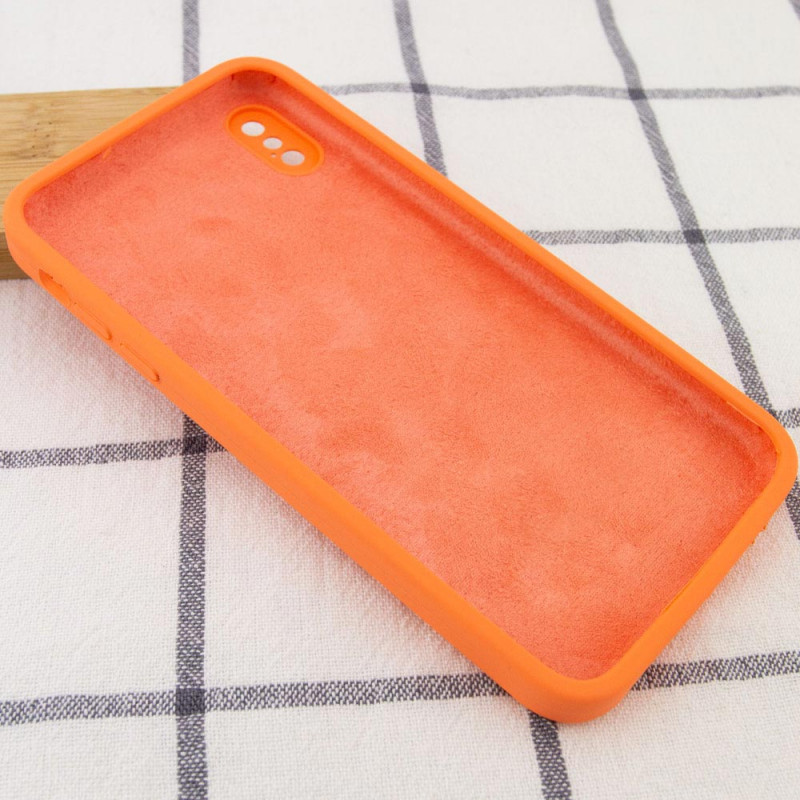 Фото Silicone Case Square Full Camera Protective (AA) NOLOGO для Apple iPhone X / XS (5.8") (Оранжевый / Papaya) в магазине vchehle.ua