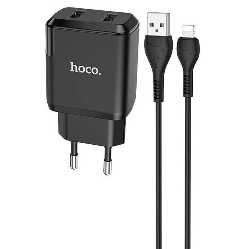 СЗУ HOCO N7 (2USB/2,1A) + USB - Lightning (Чорний)