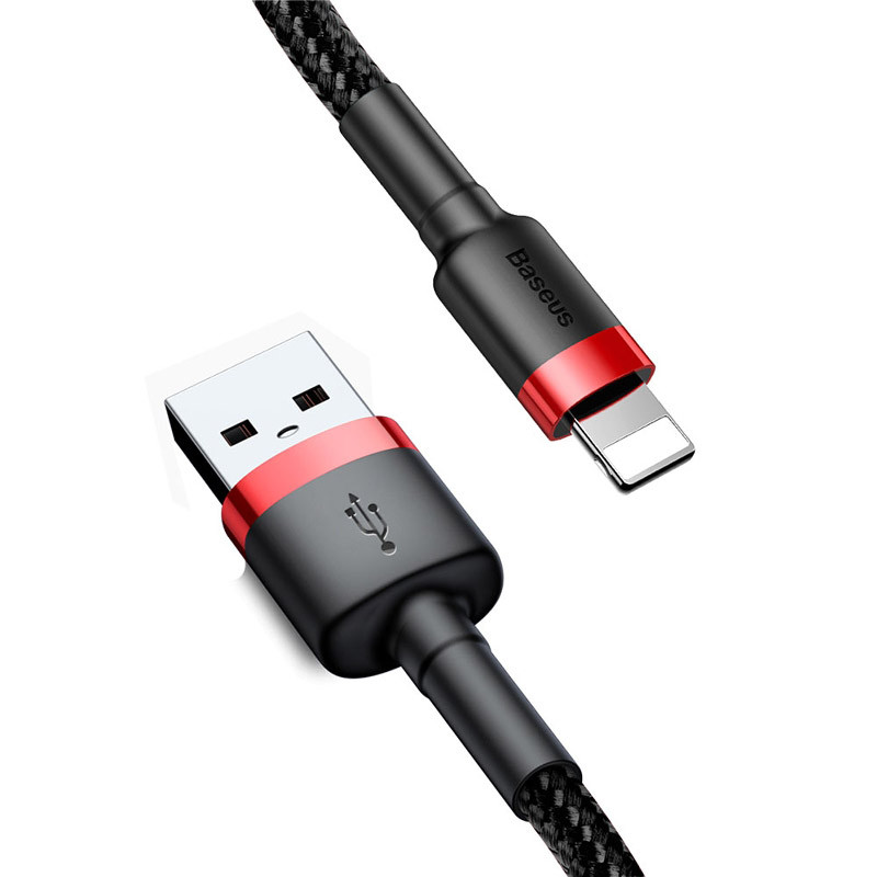 Фото Дата кабель Baseus Cafule Lightning Cable 2.4A (0.5m) (CALKLF-A) (Червоний / Чорний) на vchehle.ua