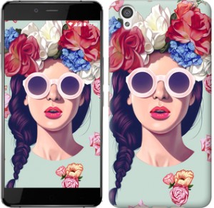Чехол Девушка с цветами для OnePlus X