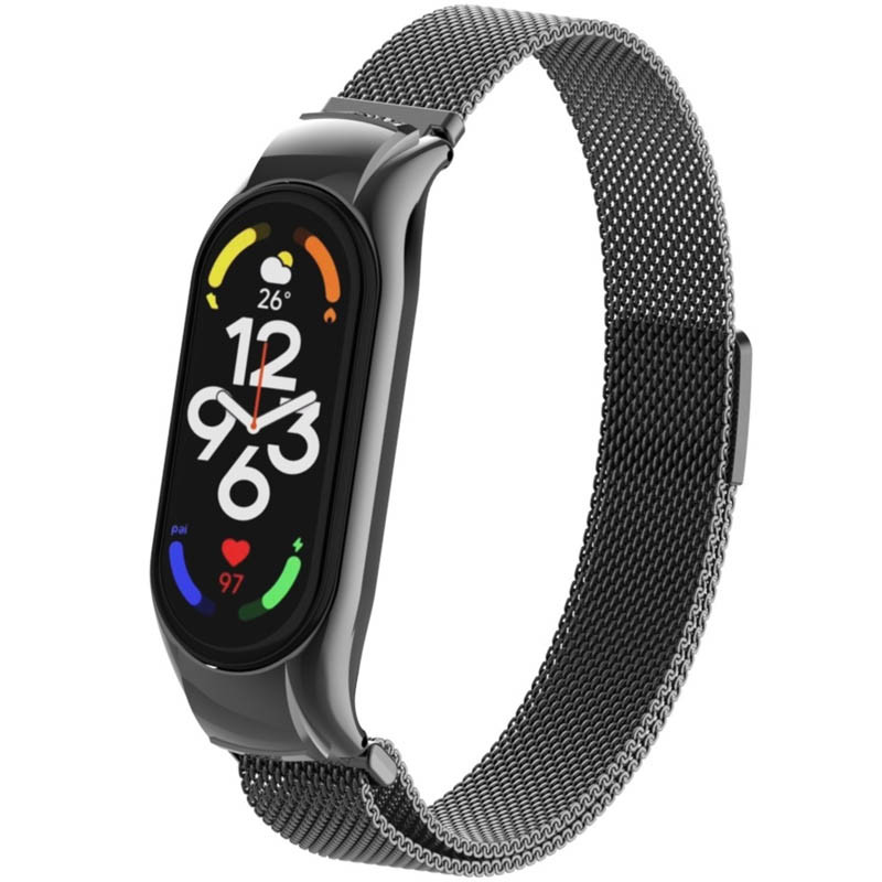 Ремешок Milanese Loop Design для Xiaomi Mi Band 7 (Black)