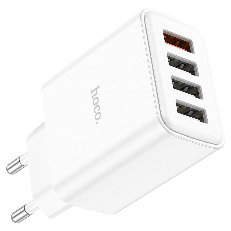 Фото СЗУ Hoco C102A Fuerza QC3.0 (4USB-A) (White) на vchehle.ua