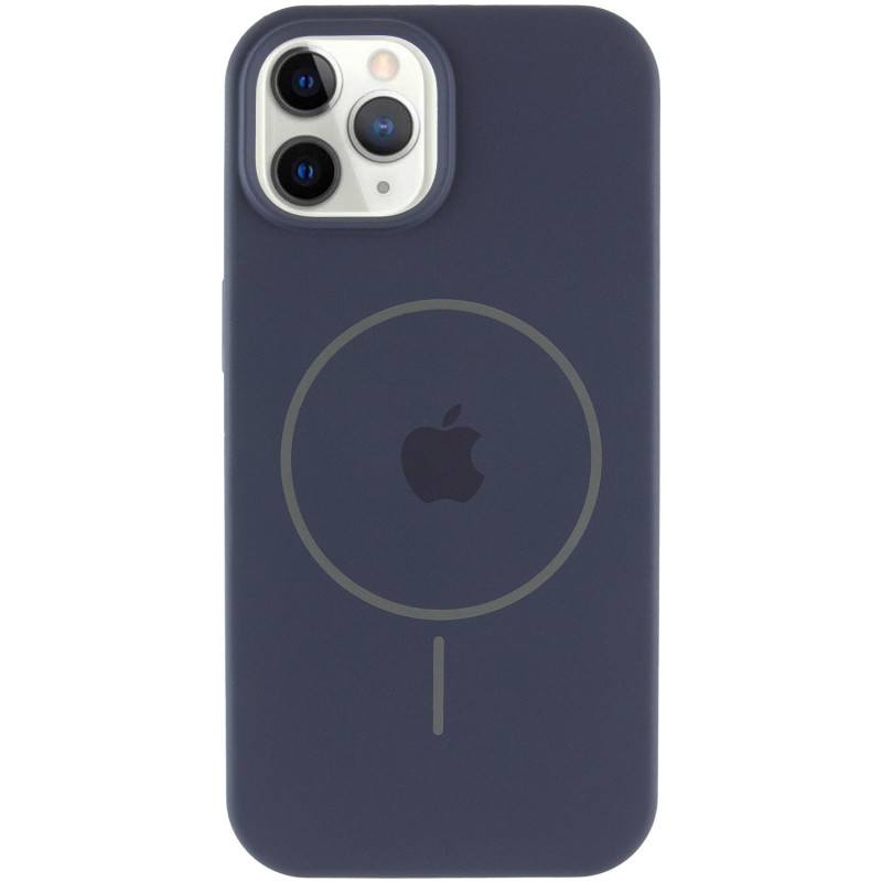 Фото Чохол Silicone Case Full Protective (AA) with Magnetic Safe на Apple iPhone 12 Pro Max (6.7") (Темно-синий / Midnight blue) на vchehle.ua