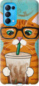 Чехол Зеленоглазый кот в очках для Oppo Reno5
