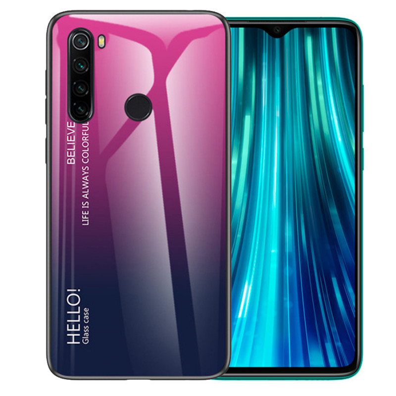 

TPU+Glass чехол Gradient HELLO для Xiaomi Redmi Note 8 (Малиновий) 791298