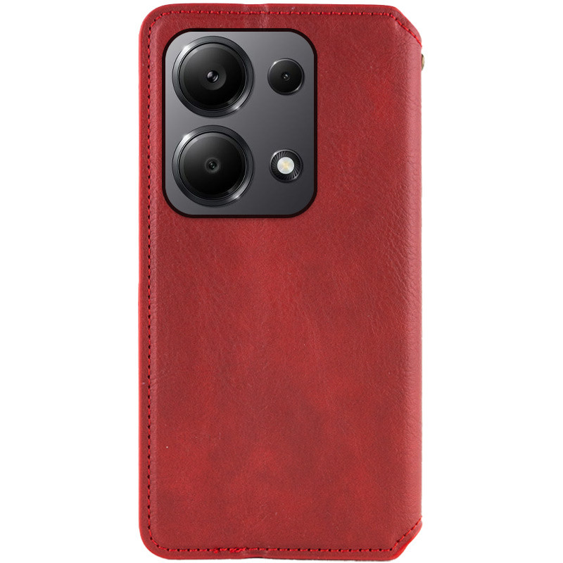 Фото Шкіряний чохол-книжка GETMAN Cubic (PU) на Xiaomi Redmi Note 13 Pro 4G / Poco M6 Pro 4G (Червоний) в маназині vchehle.ua