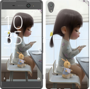 Чехол Милая девочка с зайчиком для Sony Xperia XA F3112