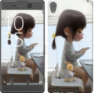 Чехол Милая девочка с зайчиком для Sony Xperia XA Dual