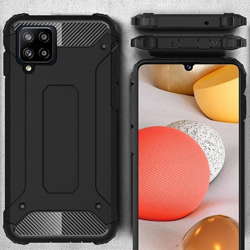 Купить Бронированный противоударный TPU+PC чехол Immortal для Samsung Galaxy A12 (Черный) на vchehle.ua