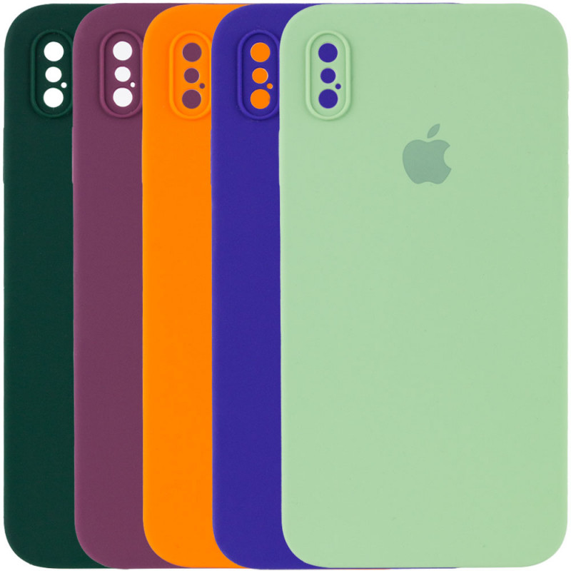 Чохол Silicone Case Square Full Camera Protective (AA) для Apple iPhone X / XS (5.8")