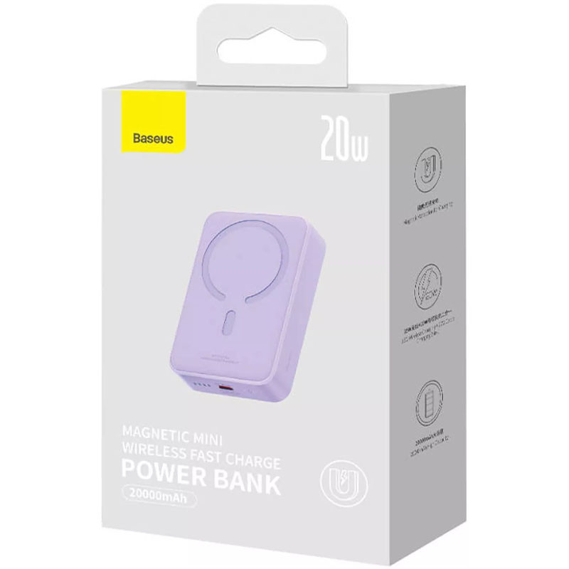 Замовити Портативний зарядний пристрій Power Bank Baseus Magnetic Mini OS 20W з БЗП 10000 mAh (PPCX110105) (Purple) на vchehle.ua