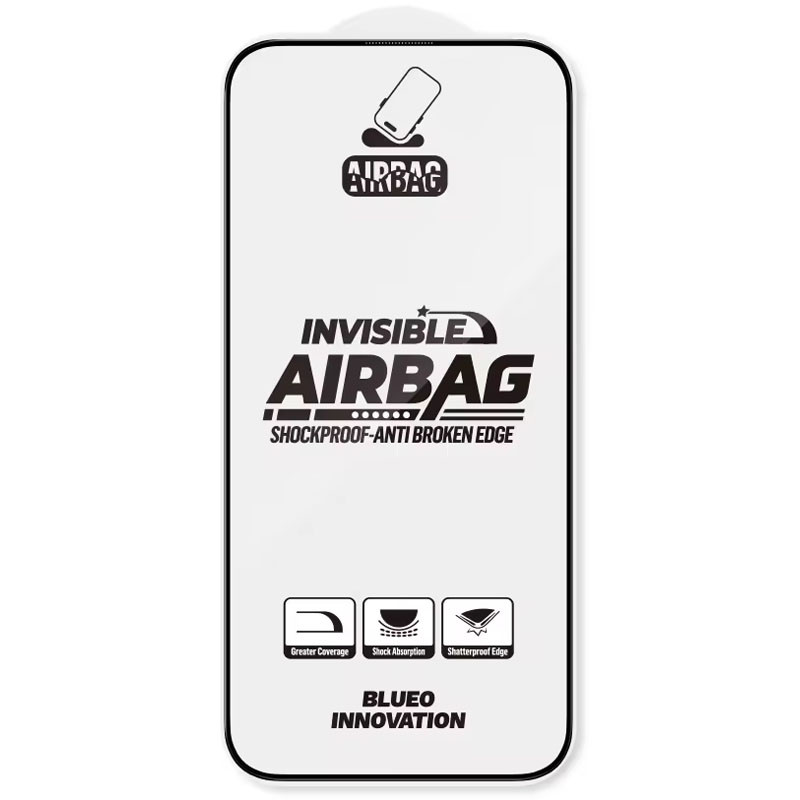 Фото Защитное 3D стекло Blueo Invisible Airbag Anti-broken для Apple iPhone 14 Pro Max / 15 Plus /16 Plus (Черный) на vchehle.ua