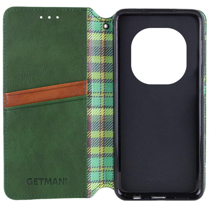 Фото Шкіряний чохол-книжка GETMAN Cubic (PU) на Xiaomi Redmi Note 14 Pro 5G / 14 Pro+ (Зелений) в маназині vchehle.ua
