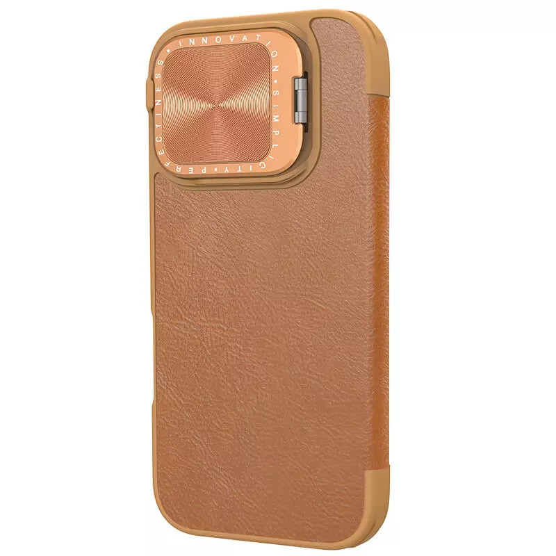 Фото Шкіряний чохол (книжка) Nillkin Qin Prop для Apple iPhone 16 Pro Max (6.9") (Brown) в маназині vchehle.ua