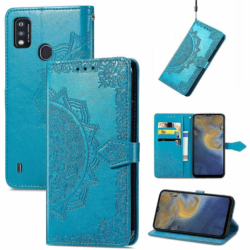 Шкіряний чохол-книжка Art Case з візитницею на ZTE Blade A51 (Синій) в магазині vchehle.ua