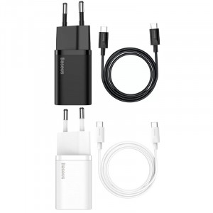 СЗУ Baseus Super Si Quick Charger 1C 25W + Cable Type-C to Type-C 3A (1m) (TZCCSUP-L)