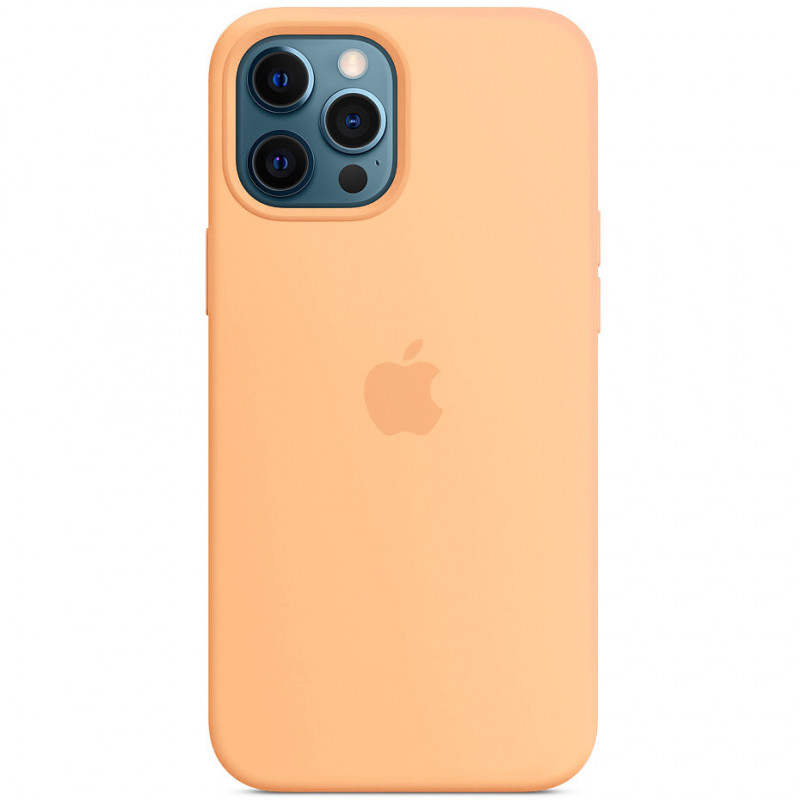 Чохол Silicone case (AAA) full with Magsafe на Apple iPhone 12 Pro / 12 (6.1") (Помаранчевий / Hami Melon)