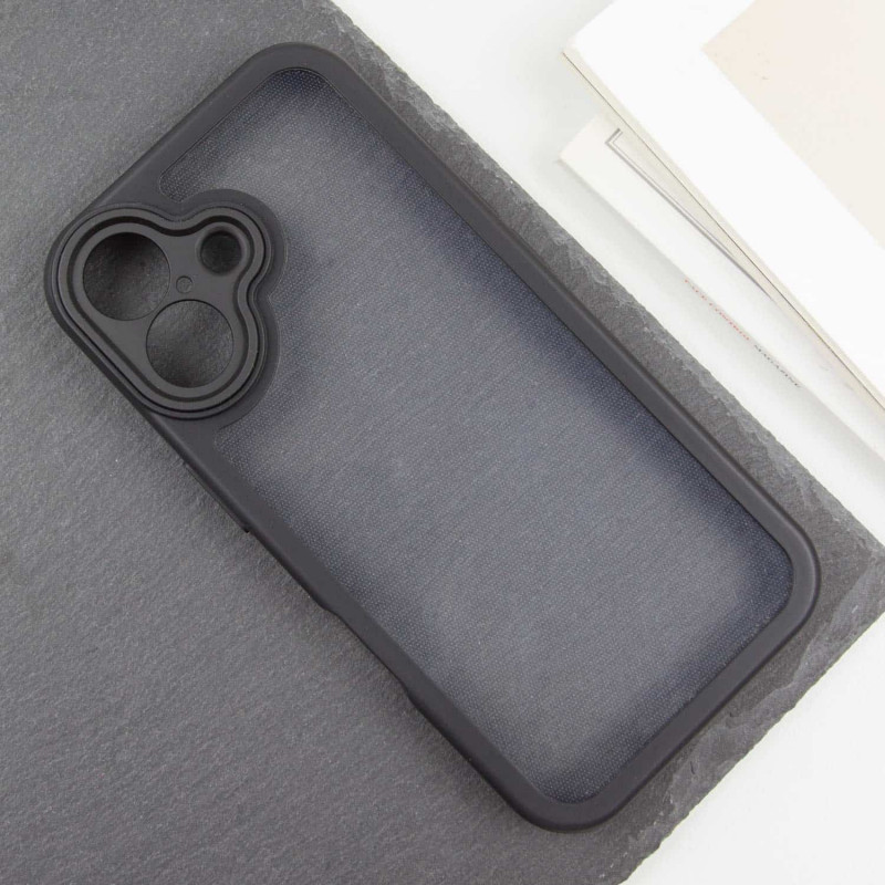 Фото TPU чехол Transparent + Colour 1,5mm для Apple iPhone 16 (6.1") (Black) на vchehle.ua
