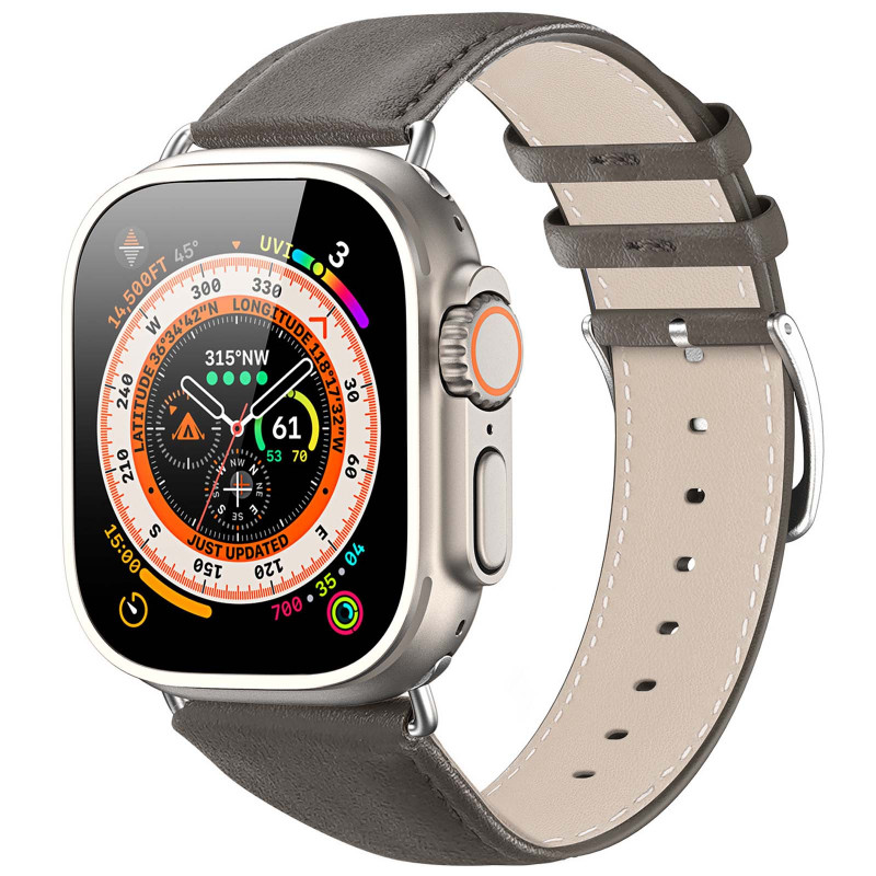 Ремешок Dux Ducis Leather Strap Classic для Apple Watch 38/40/41/42mm(ser.10) (Grey)