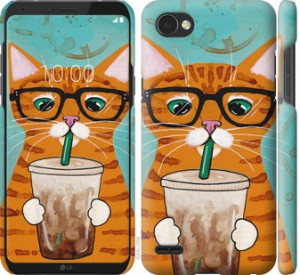Чехол Зеленоглазый кот в очках для LG Q6a 