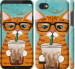 Чехол Зеленоглазый кот в очках для LG Q6