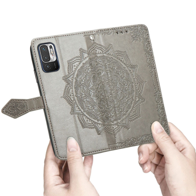 Купить Кожаный чехол-книжка Art Case с визитницей для Xiaomi Redmi Note 10 5G / Poco M3 Pro (Серый) на vchehle.ua