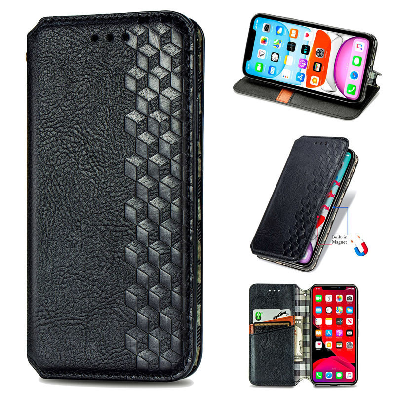 Фото Шкіряний чохол-книжка GETMAN Cubic (PU) на Xiaomi Redmi Note 10 Pro / 10 Pro Max (Чорний) на vchehle.ua