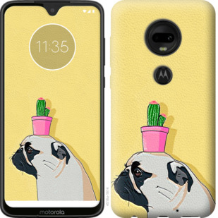 

Чехол Мопс с кактусом для Motorola Moto G7 Plus 795853