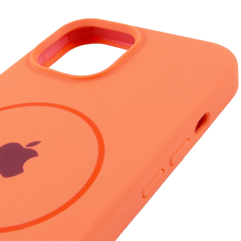 Чохол Silicone Case Full Protective (AA) with Magnetic Safe на Apple iPhone 15 Plus (6.7") (Помаранчевий / Papaya) в магазині vchehle.ua