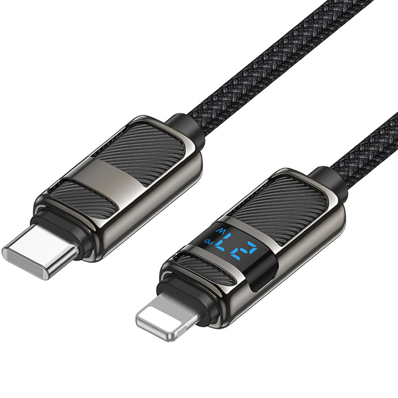 Фото Дата кабель Hoco U137 Line with display Type-C to Lightning 27W (1.2m) (Black) на vchehle.ua