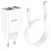 СЗУ Hoco C100A with digital display PD20W+QC3.0 (1USB-A/1C) + кабель Type-C to Lightning (White)