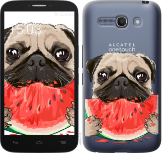 

Чехол Мопс и арбуз для Alcatel One Touch POP C9 844016