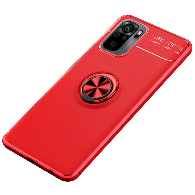 TPU чехол Deen ColorRing под магнитный держатель (opp) для Xiaomi Redmi Note 10 / Note 10s (Красный / Красный)