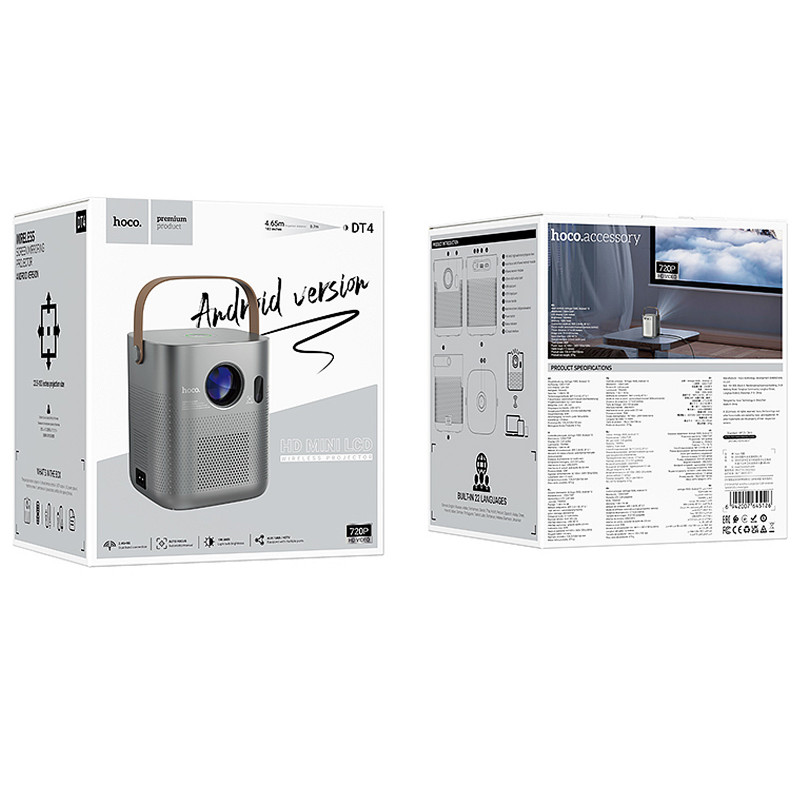 Заказать Проектор Hoco DT4 Smart full autofocus 720P (Android version) (Metal grey) на vchehle.ua