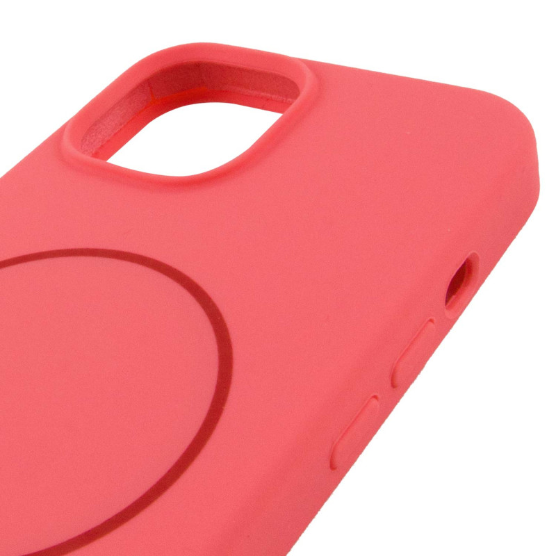 Чохол Silicone Case Full Protective (AA) NO LOGO with Magnetic Safe на Apple iPhone 15 (6.1") (Кавуновий / Watermelon red) в магазині vchehle.ua