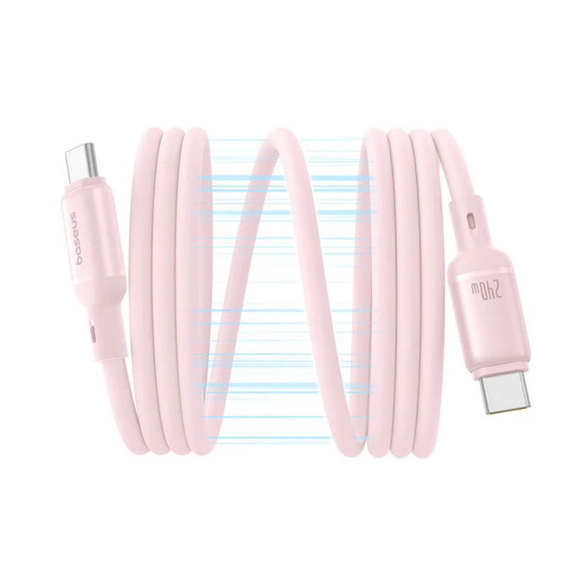 Фото Дата кабель Baseus PicoGo Magnetic Liquid Silicone Type-C to Type-C 240W (1m) (P10376800) (Baby Pink) на vchehle.ua