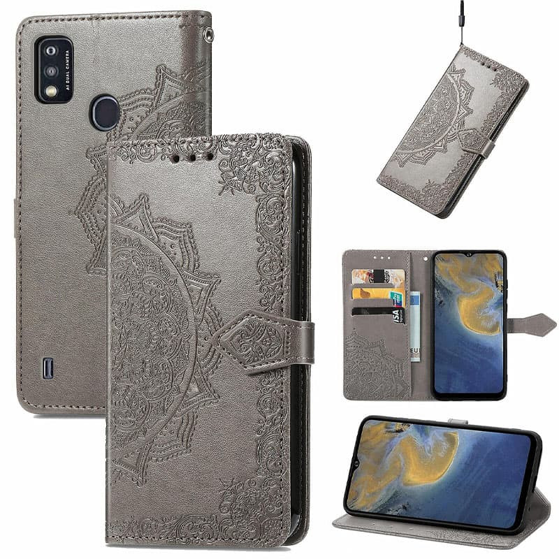 Шкіряний чохол-книжка Art Case з візитницею на ZTE Blade A51 (Сірий) в магазині vchehle.ua