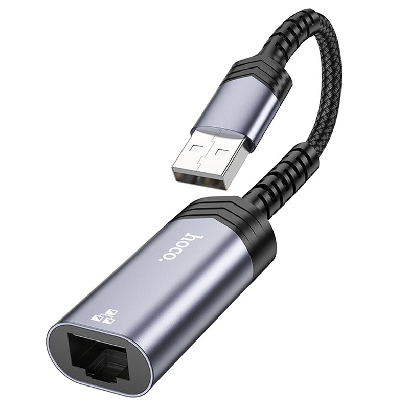Купить Переходник Hoco UA26 USB ethernet adapter (100 Mbps) (Metal gray) на vchehle.ua